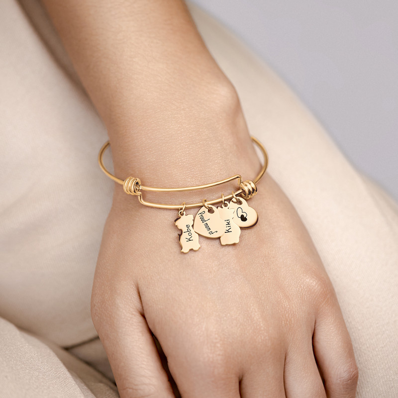 Bracciale Bangle Personalizzato Amore Gatto e Cane - Gold - 62