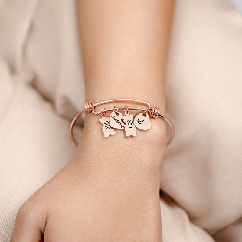 Bracciale Bangle Personalizzato Amore Cani - Rosegold - 61