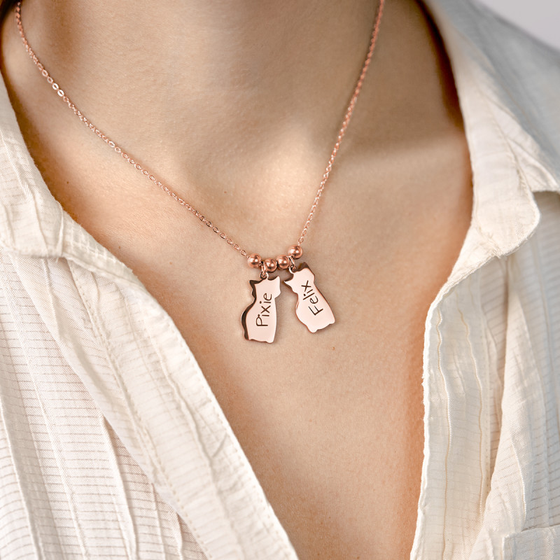 Collana Personalizzata con Gatti - Rosegold - 61