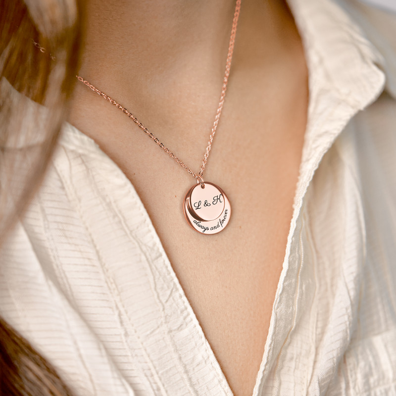 Collana Personalizzata con Doppio Cerchio - Rosegold - 61