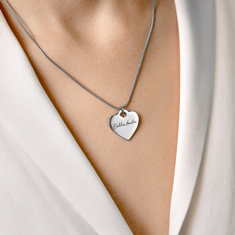 Collana con Cuore e Catenina di Lusso - Silver - 60