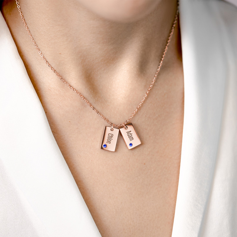 Collana Personalizzata con Nome e Cristalli - Rosegold - 61