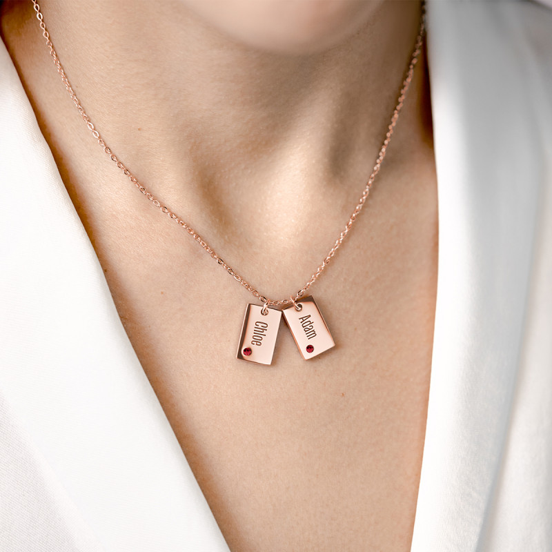 Collana Personalizzata con Nome e Cristalli - Rosegold - 61