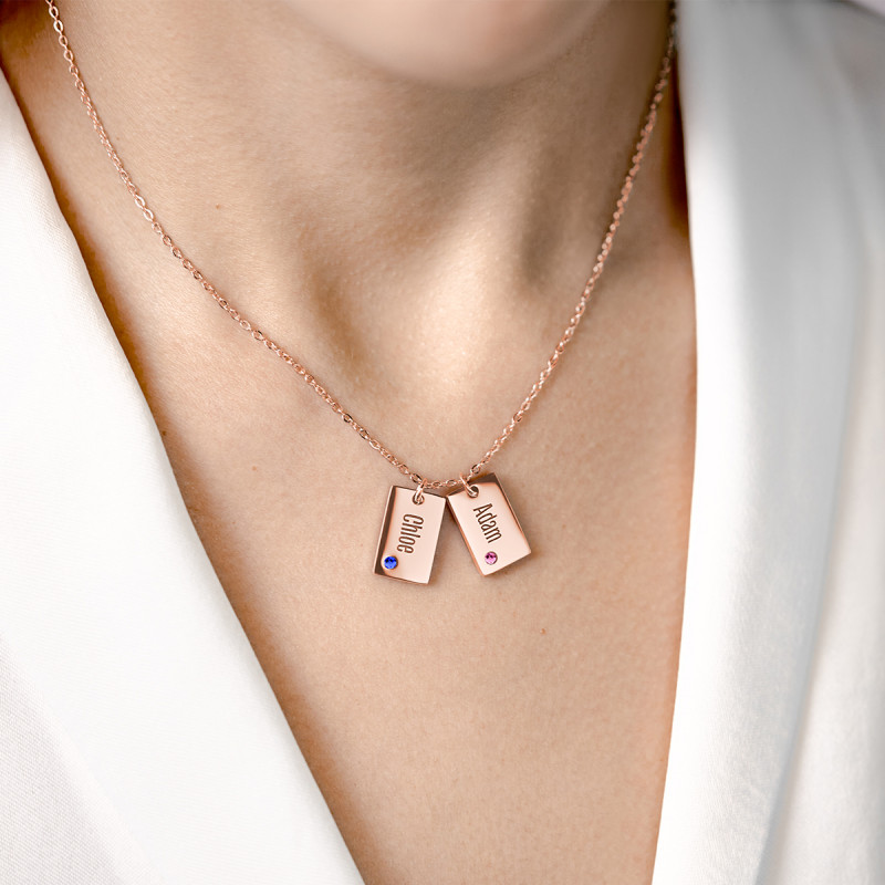 Collana Personalizzata con Nome e Cristalli - Rosegold - 61