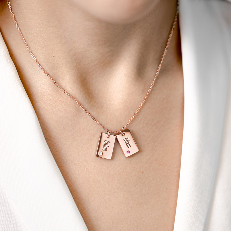 Collana Personalizzata con Nome e Cristalli - Rosegold - 61