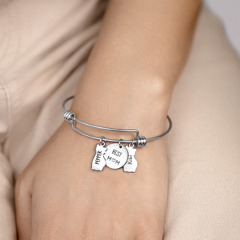 Bracciale Bangle Personalizzato Amore Gatti