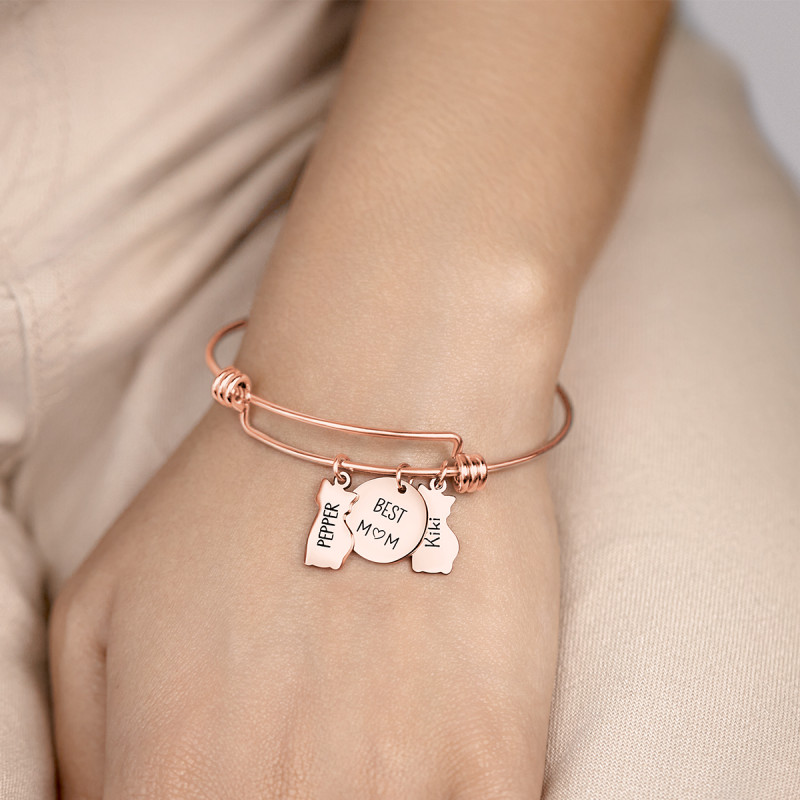 Bracciale Bangle Personalizzato Amore Gatti - Rosegold - 61