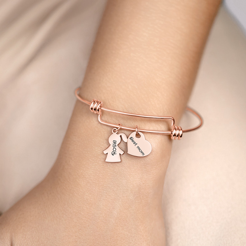 Bracciale Bangle Personalizzato con Bimba - Rosegold - 61