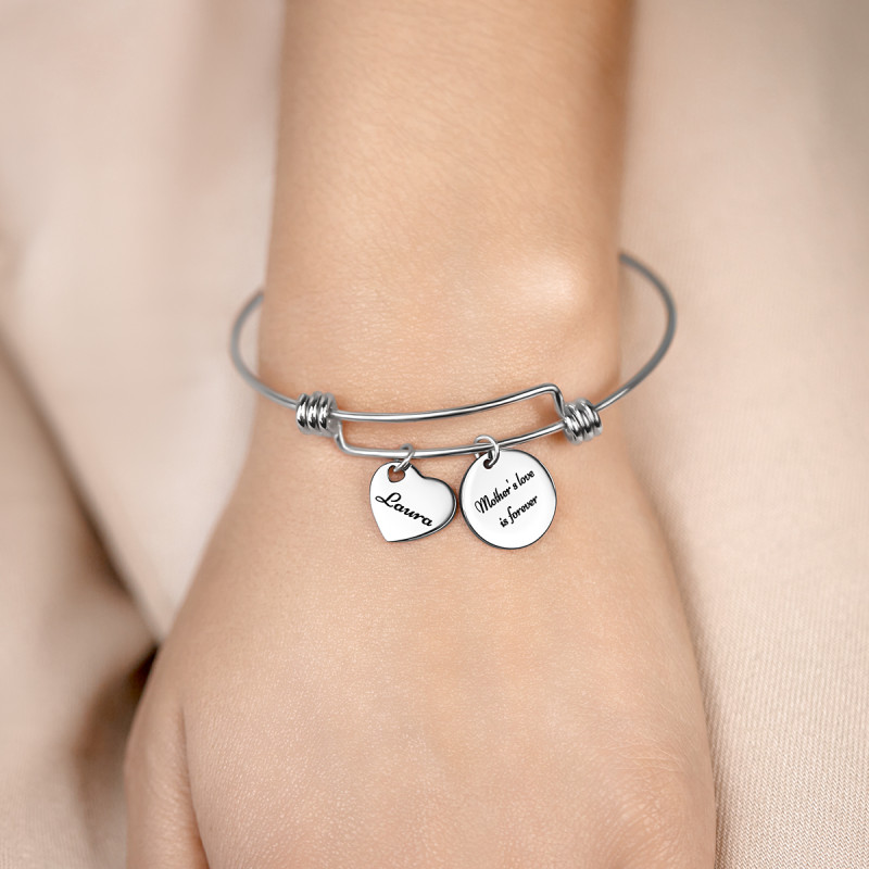 Bracciale Bangle Personalizzato Cerchio e Cuore