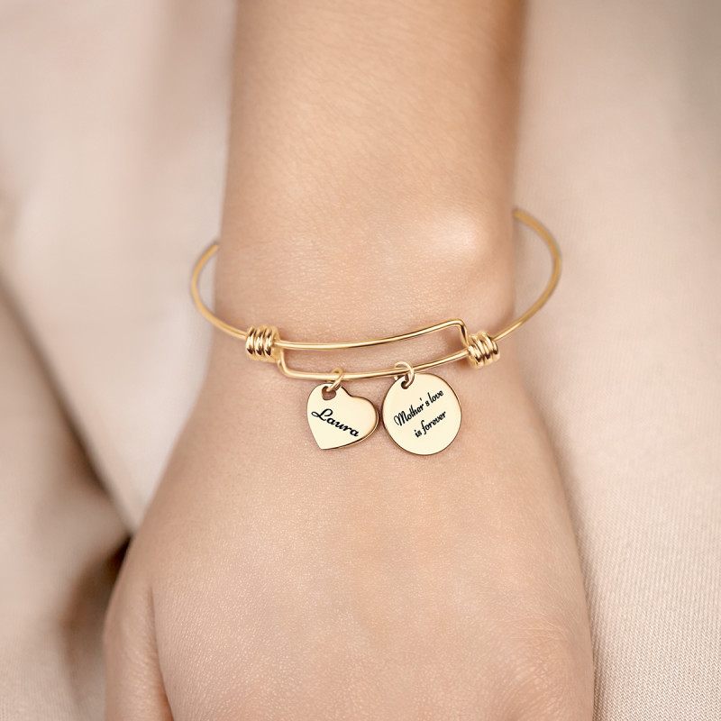 Bracciale Bangle Personalizzato Cerchio e Cuore - Gold - 62