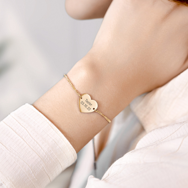 Bracciale Personalizzato Regolabile con Cuore - Gold - 62